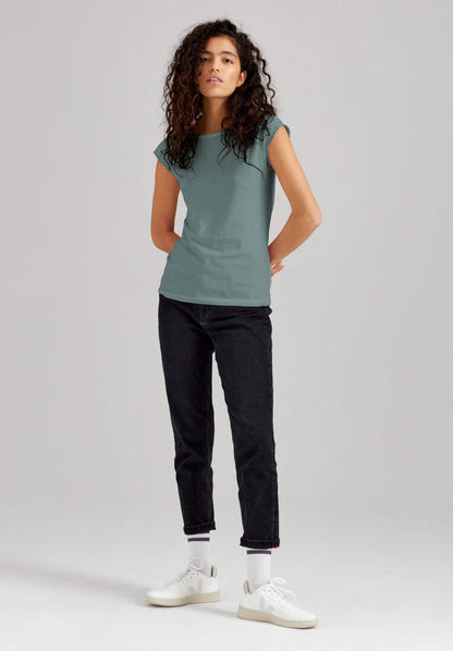 TT01 Cap Sleeve T-Shirt green blue (GOTS, vegan)