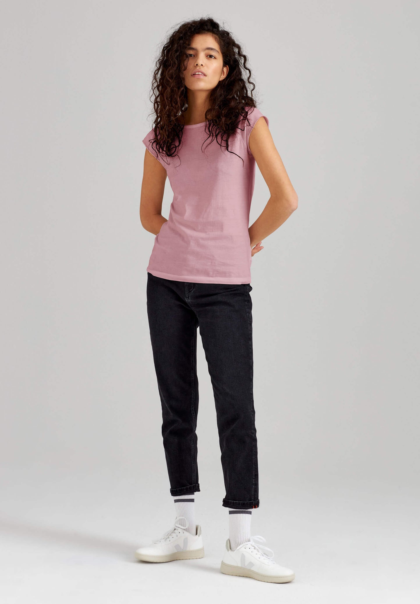 TT01 Cap Sleeve T-Shirt rose (GOTS, vegan)