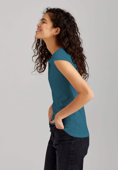 TT01 Cap Sleeve T-Shirt sea blue (GOTS, vegan)