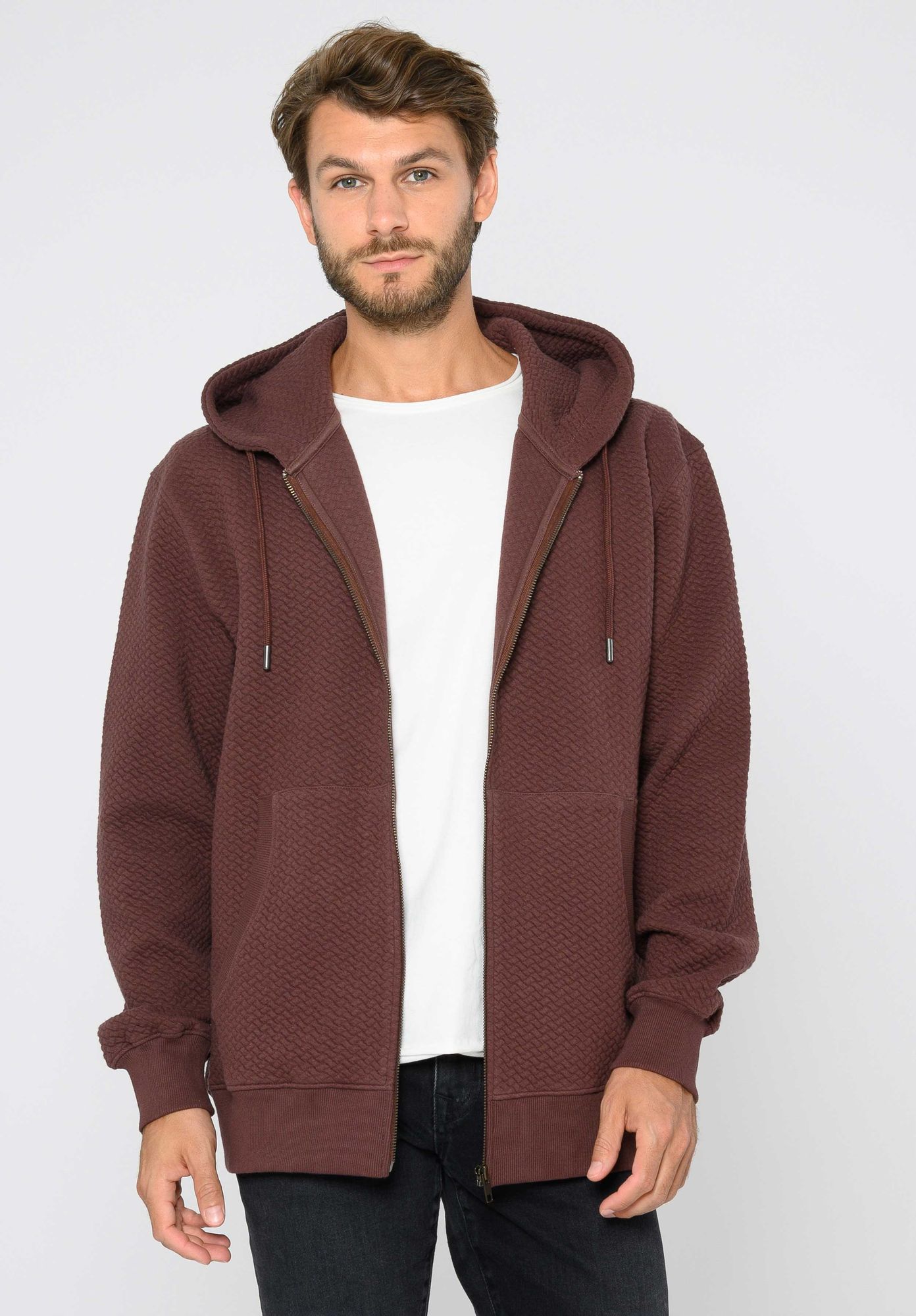 TT1040 Zip Hoodie Structured Oversized deep mahagony (GOTS, vegan)